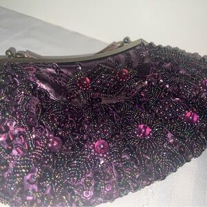 Elegant Purple Beaded Clutch